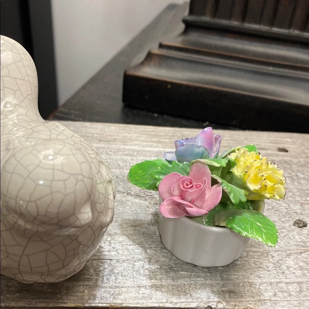 Hand-Painted Golden Crown E &R Porcelain Bone China Floral Planter!